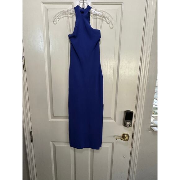 Aritzia Wilfred Women's Blue Cayenne Halter Neck Midi Dress Size XS knit - Picture 5 of 13